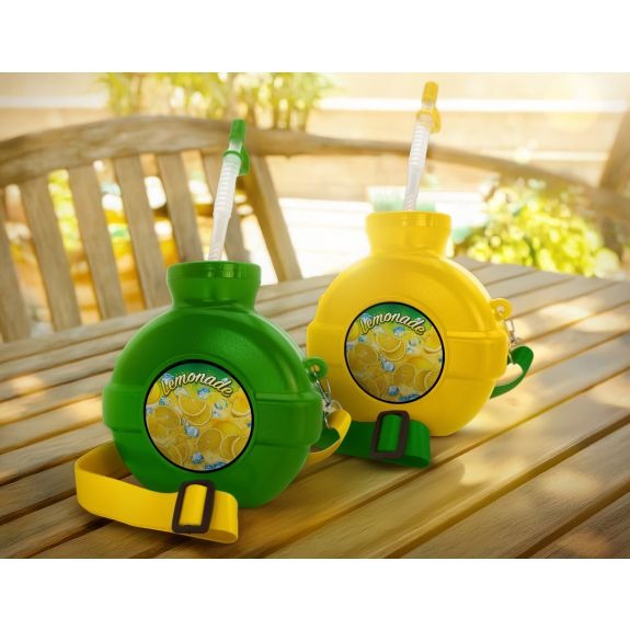 Berk Concessions Plastic Lemonade Souvenir Canteen, 32 oz., 60/Case - Green Yellow