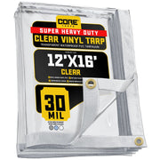 Core Tarps CT-201 Vinyl Tarp, Clear - 12' x 16'
