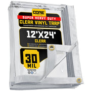 Core Tarps CT-201 Vinyl Tarp, Clear - 12' x 24'