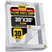 Core Tarps CT-201 Vinyl Tarp, Clear - 30' x 30'