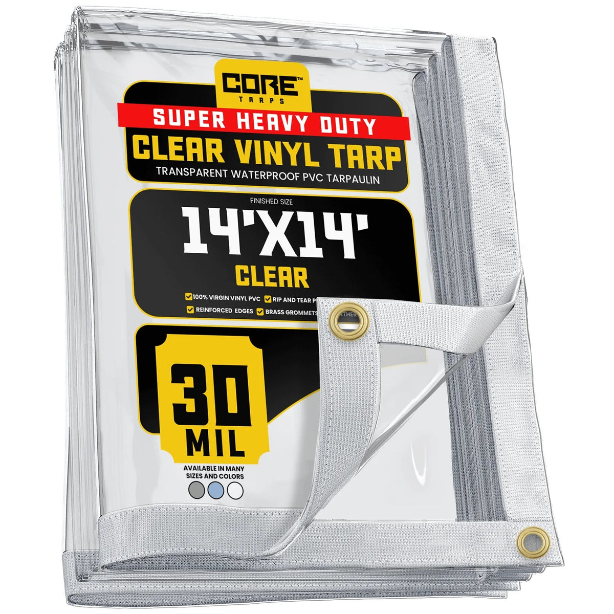 Core Tarps CT-201 Vinyl Tarp, Clear - 14' x 14'