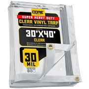 Core Tarps CT-201 Vinyl Tarp, Clear - 30' x 40'