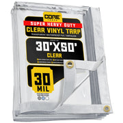 Core Tarps CT-201 Vinyl Tarp, Clear - 30' x 50'