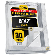 Core Tarps CT-201 Vinyl Tarp, Clear - 5' x 7'
