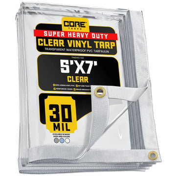 Core Tarps CT-201 Vinyl Tarp, Clear - 5' x 7'