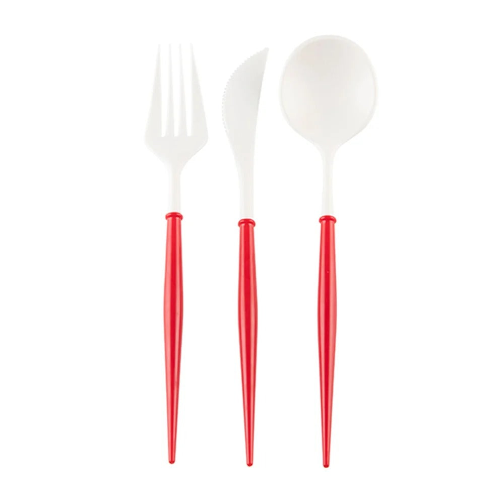 Sophistiplate Bella Plastic Cutlery, 8" Long, 288/Case - Red White