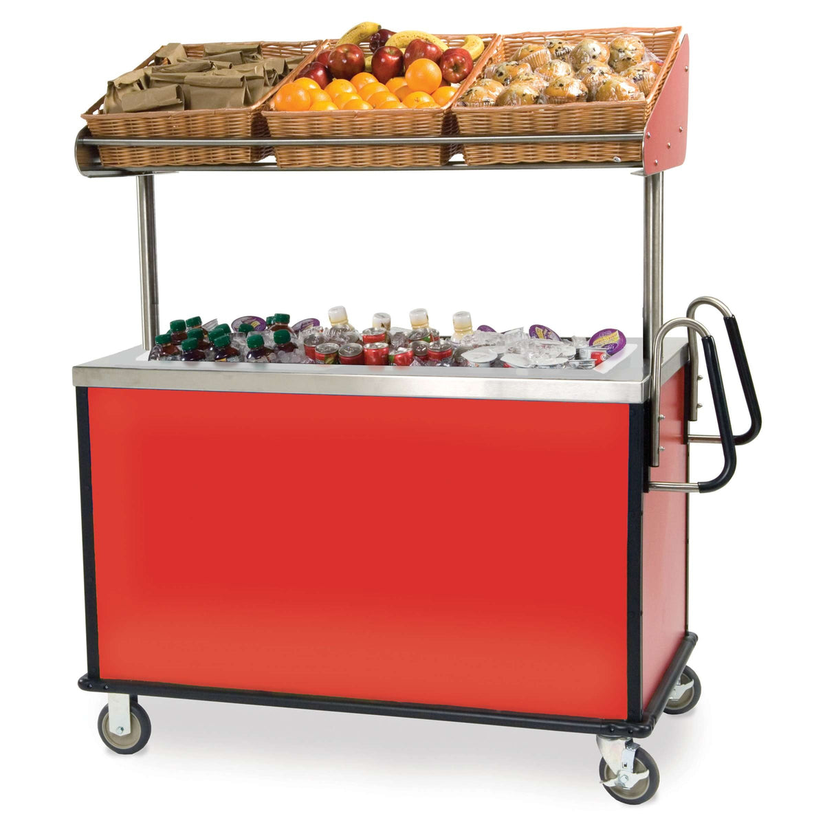 Lakeside Stainless Steel Vending Cart, 54 3/4" Wide - Black