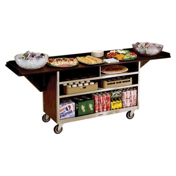 Lakeside Cart, 24" x 61 3/4" - Black Vinyl 4 Shelf Drop Leaves