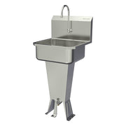 Sani-Lav Stainless Steel Sink, 18" x 19", Silver - Floor Mounted Hands-Free Foot-Operated