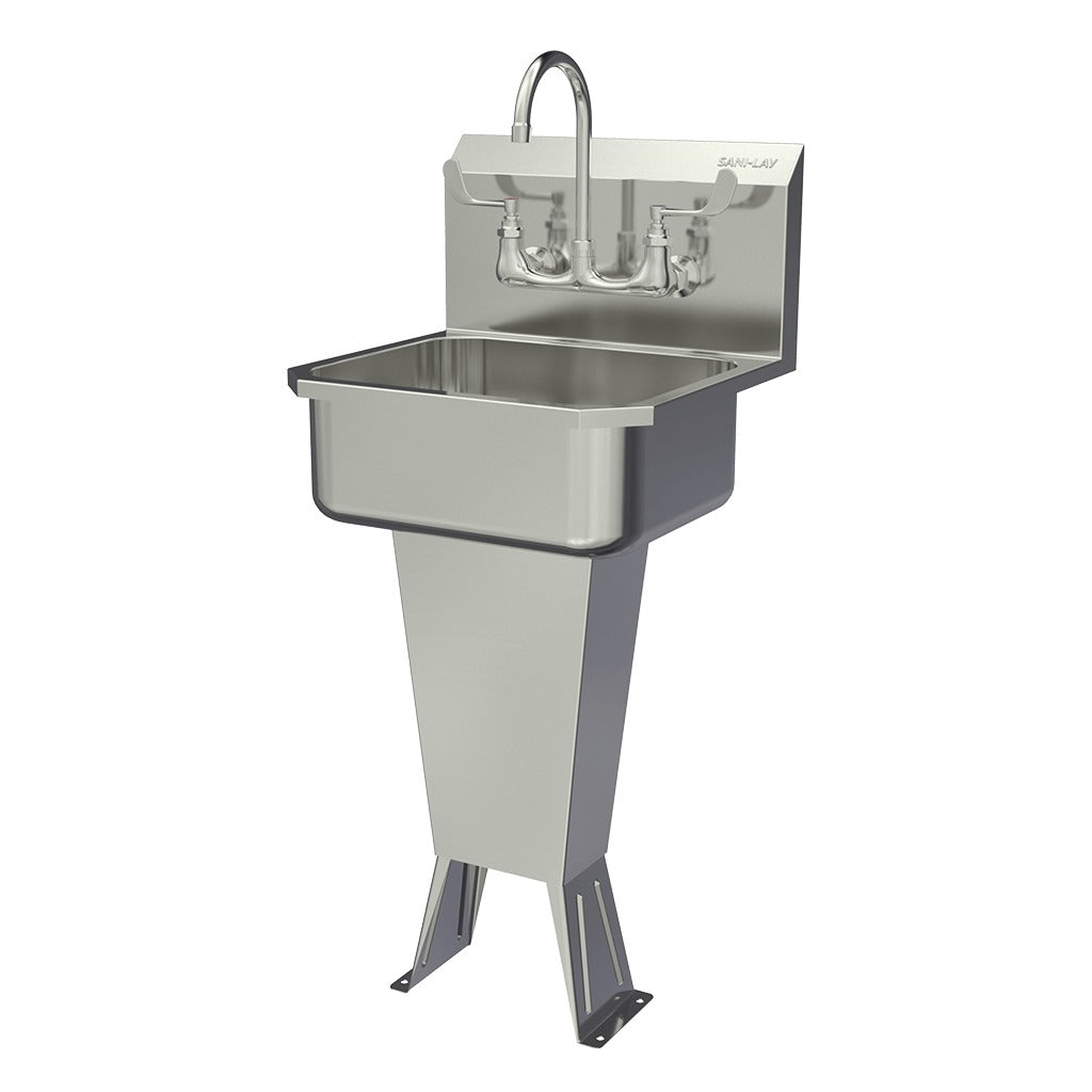 Sani-Lav Stainless Steel Sink, 18" x 19", Silver - Floor Mounted Hand