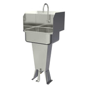 Sani-Lav Stainless Steel Sink, 18" x 19", Silver - Floor Mounted Hands-Free Foot-Operated