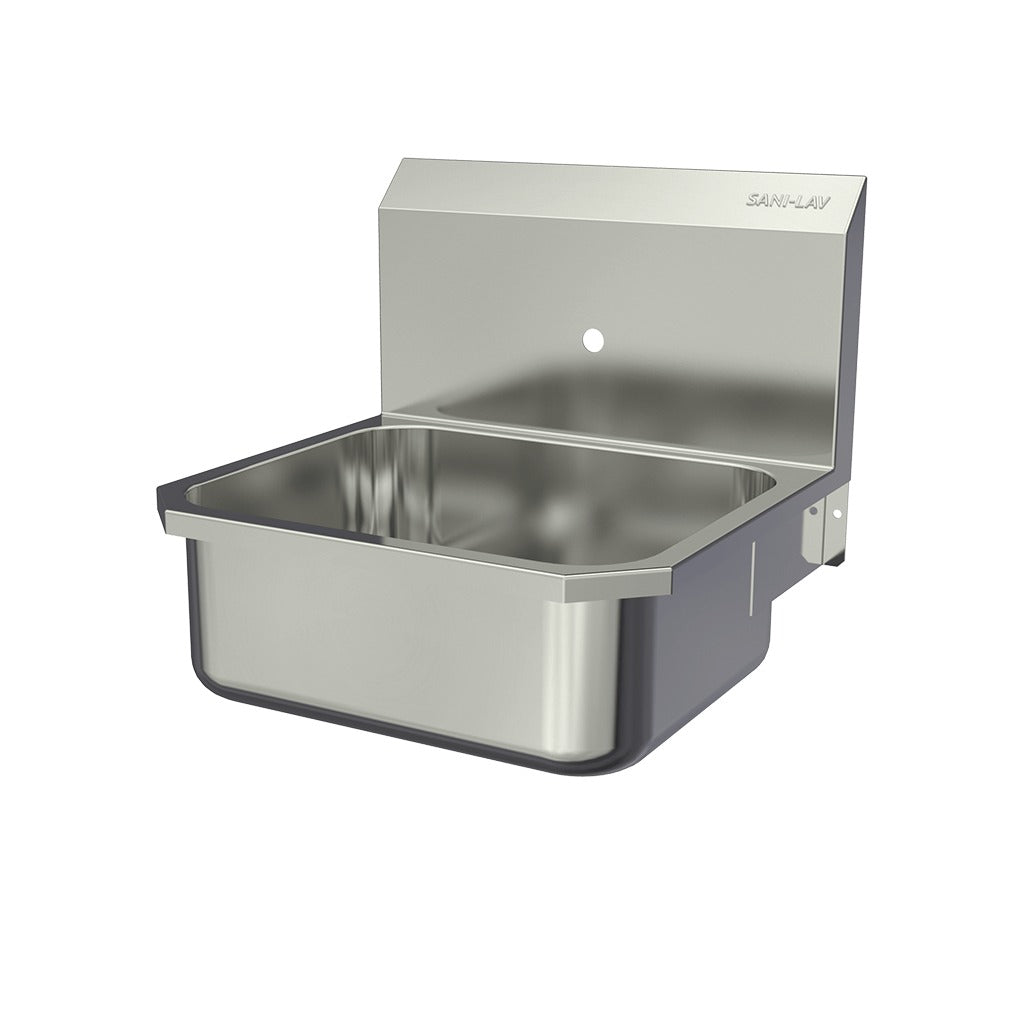 Sani-Lav Stainless Steel Hand Sink, 18" x 19", Silver - Single Faucet Hole