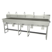 Sani-Lav Stainless Steel Sink, 20" x 100" - Hands-Free Sink Double Knee-Operated