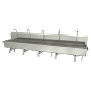 Sani-Lav Stainless Steel Sink, 20" x 100", Silver - Hands-Free Knee-Operated