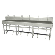 Sani-Lav Stainless Steel Sink, 20" x 120" - Hands-Free Foot-Operated