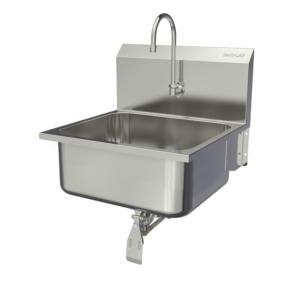 Sani-Lav Stainless Steel Sink, 20" x 21" - Hands-Free Single Knee-Operated
