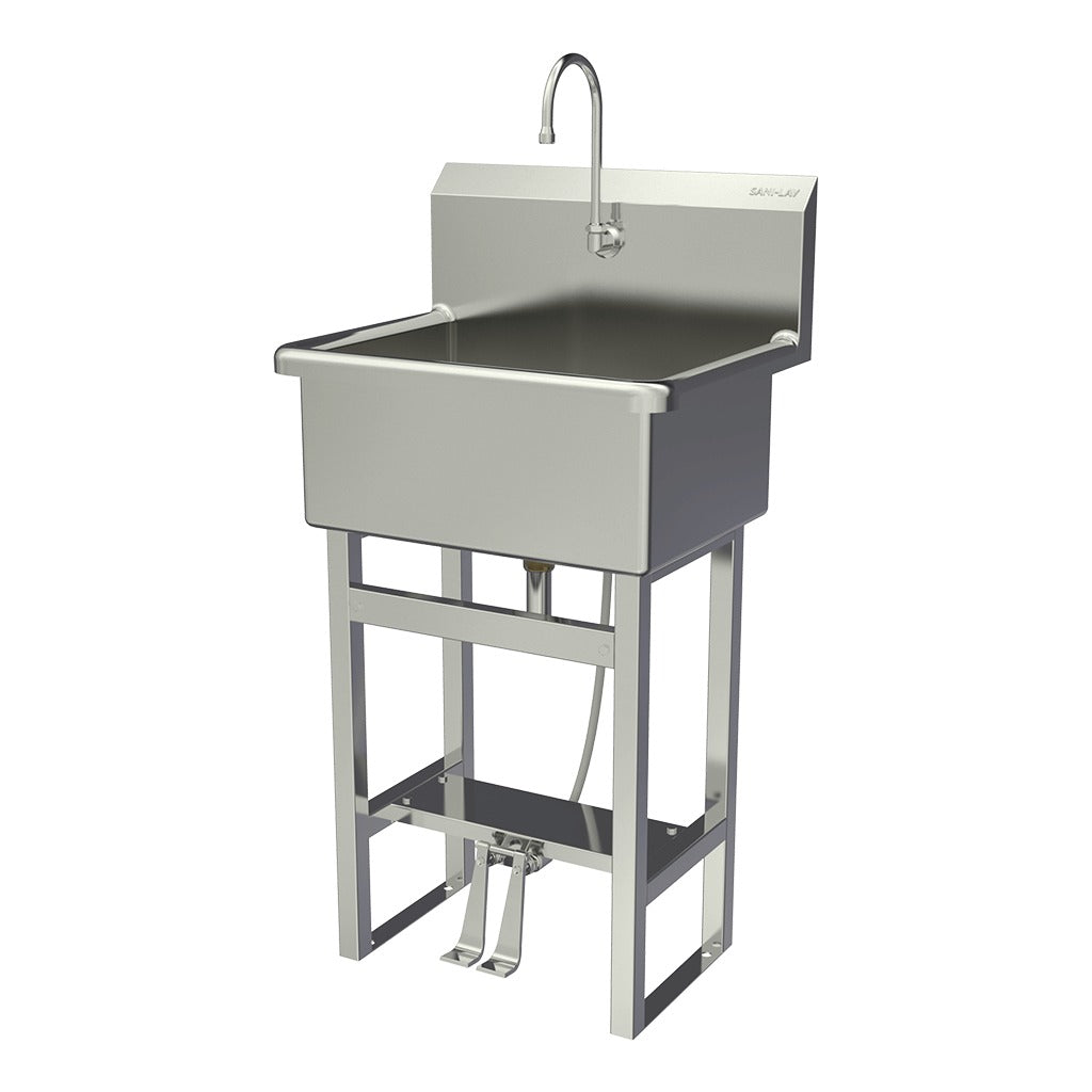 Sani-Lav Stainless Steel Sink, 20" Wide, Silver - 25"