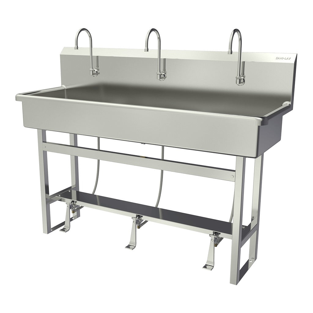 Sani-Lav Stainless Steel Sink, 20" x 60" - Hands-Free Foot-Operated