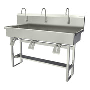 Sani-Lav Stainless Steel Sink, 20" x 60" - Hands-Free Double Knee-Operated