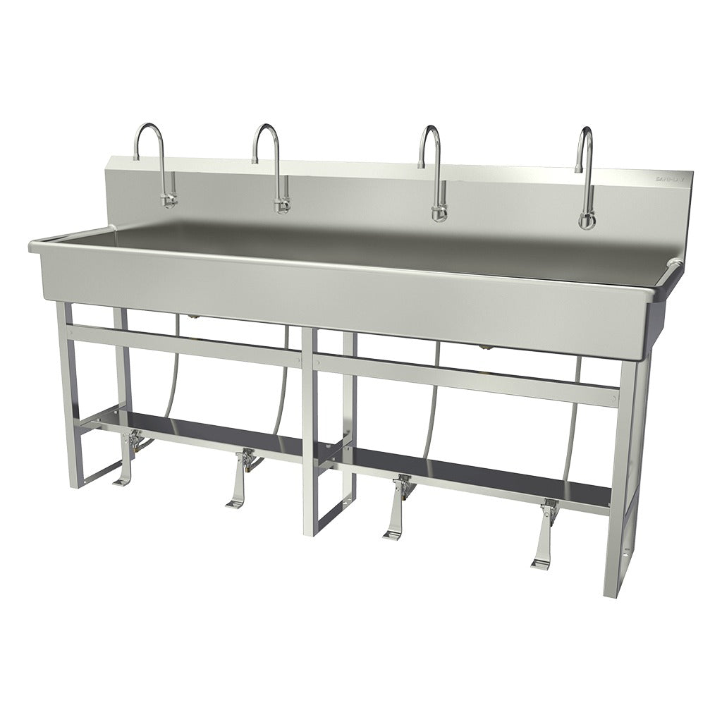 Sani-Lav Stainless Steel Sink, 20" x 80" - Hands-Free Foot-Operated