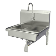 Sani-Lav Stainless Steel Sink, 19" x 22", Silver - Hands-Free Single Knee Operated