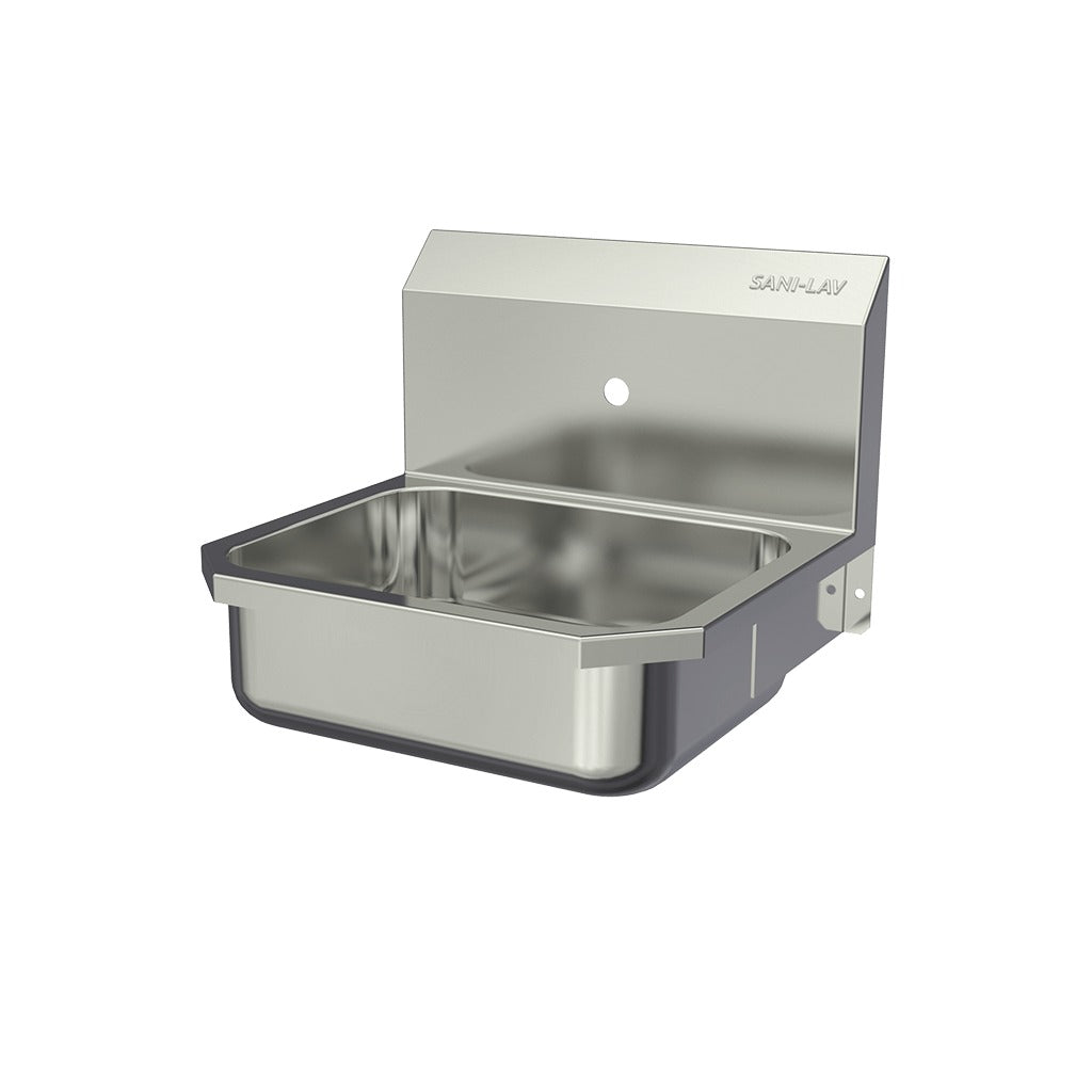 Sani-Lav Stainless Steel Hand Sink, 15 1/2" x 16", Silver - Single Faucet Hole