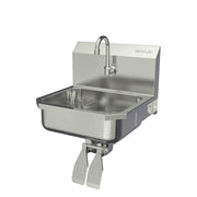 Sani-Lav Stainless Steel Sink, 15 1/2" x 16", Silver - Hands-Free Double Knee-Operated