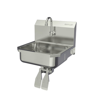 Sani-Lav Stainless Steel Sink, 15 1/2" x 16", Silver - Hands-Free Double Knee-Operated