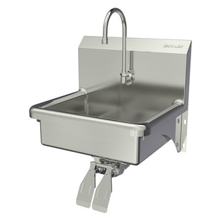 Sani-Lav Stainless Steel Sink, 16" x 19", Silver - Hands-Free Knee-Operated