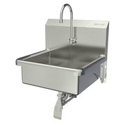 Sani-Lav Stainless Steel Sink, 17 1/2" x 20", Silver - Hands-Free Single Knee-Operated