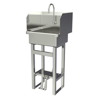 Sani-Lav Stainless Steel Sink, 17 1/2" x 20", Silver - Hands-Free Foot-Operated