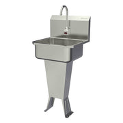 Sani-Lav Stainless Steel Sink, 18" x 19", Silver - Floor Mounted Hands-Free AC-Powered Sensor