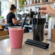 Choice Plastic Straw, Colossal Straws, Black - in use