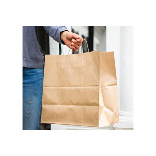 Sabert Kraft Paper Tamper-Evident Bag, Brown - 10"