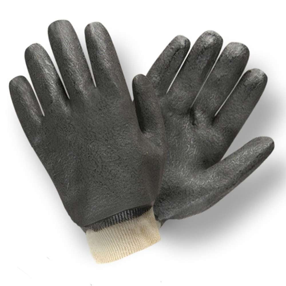 Cordova Safety Products PVC Glove, L, Black, 12/Case - Etched