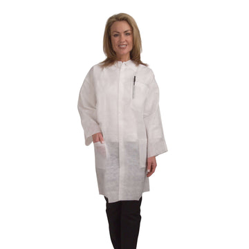 Cordova Safety Products LC55EPL Polypropylene Lab Coat, L, White, 50/Case - Default Title