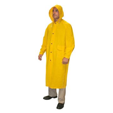 Cordova Safety Products PVC / Polyester Rain Coat, 60" Long, Yellow - L