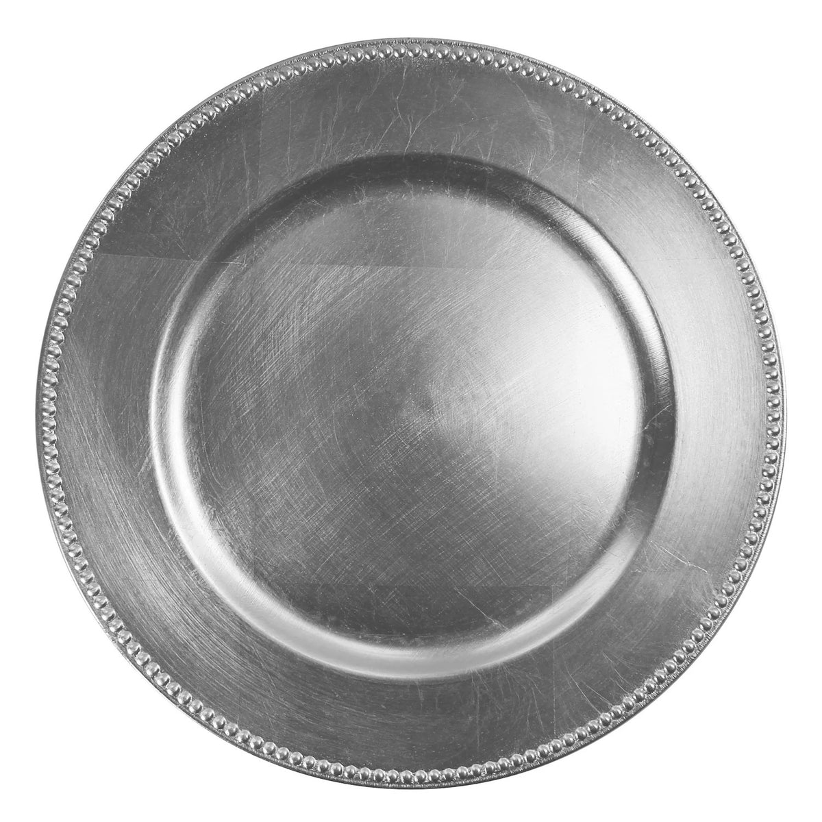 The Jay Companies Charge It by Jay Plastic Gold Charger Plate, 13" Diameter, 12/Pack - Silver