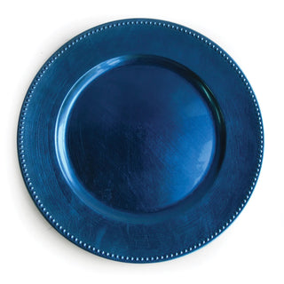 The Jay Companies Charge It by Jay Plastic Gold Charger Plate, 13" Diameter, 12/Pack - Blue
