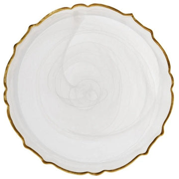 The Jay Companies Charge It by Jay Glass Black Charger Plate, 13" Diameter, 12/Pack - Gold White