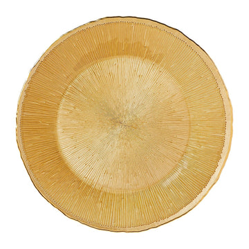 The Jay Companies 1470456 Charge It by Jay Glass Charger Plate, 13" Diameter, Gold, 12/Pack - Default Title