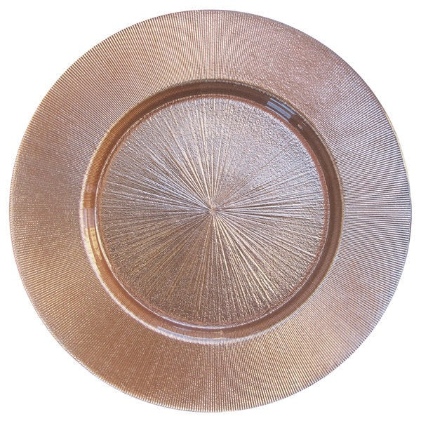 The Jay Companies 1900059 Charge It by Jay Glass Charger Plate, 13" Diameter, Rose Gold, 12/Pack - Default Title