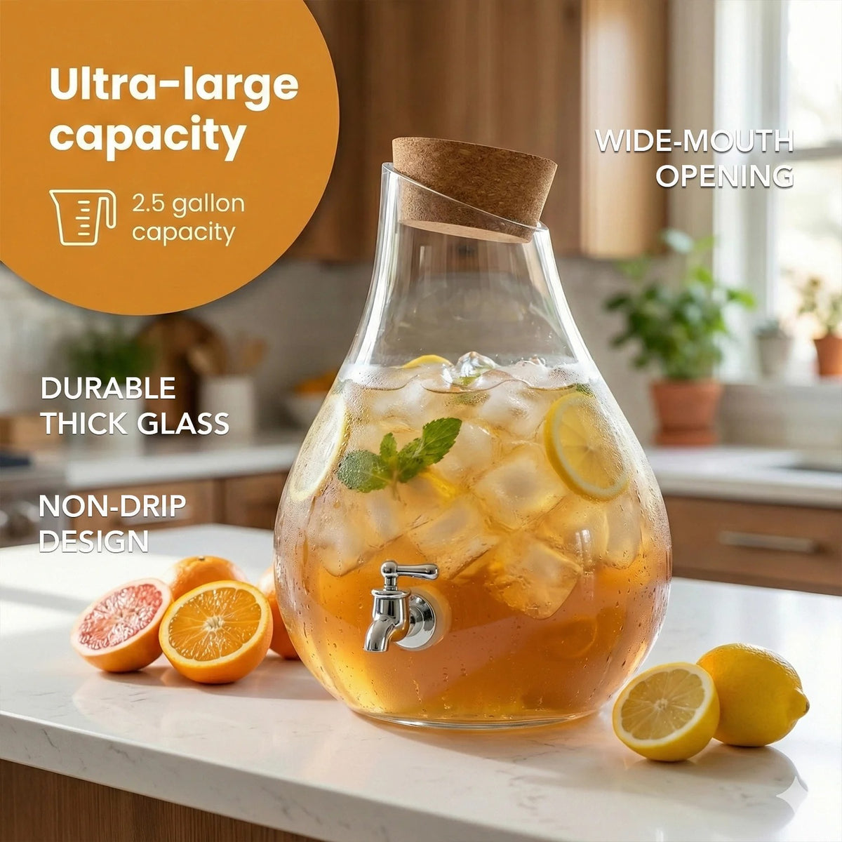 American Atelier 210200-RB Glass Beverage Dispenser, 2.5 gal., Clear - photo 5