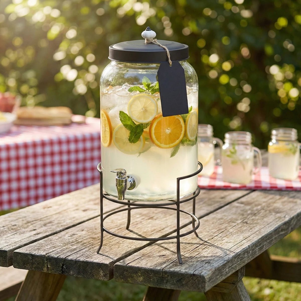 Stylesetter 210235-RB Franklin Glass Beverage Dispenser, 3 gal., Black - photo 4