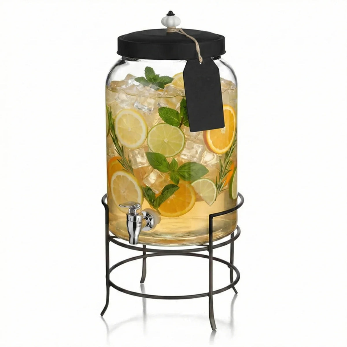 Stylesetter 210235-RB Franklin Glass Beverage Dispenser, 3 gal., Black - Default Title