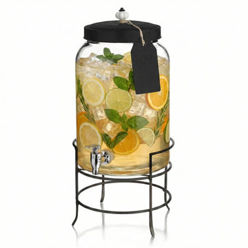 Stylesetter 210235-RB Franklin Glass Beverage Dispenser, 3 gal., Black - Default Title