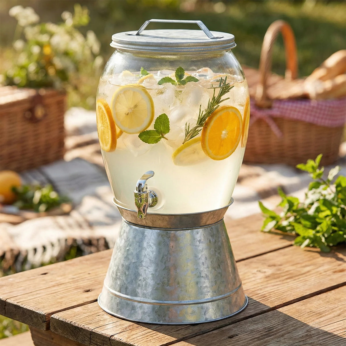 Stylesetter 210601-RB Jaxon Glass Beverage Dispenser, 2 gal., Silver - photo 3