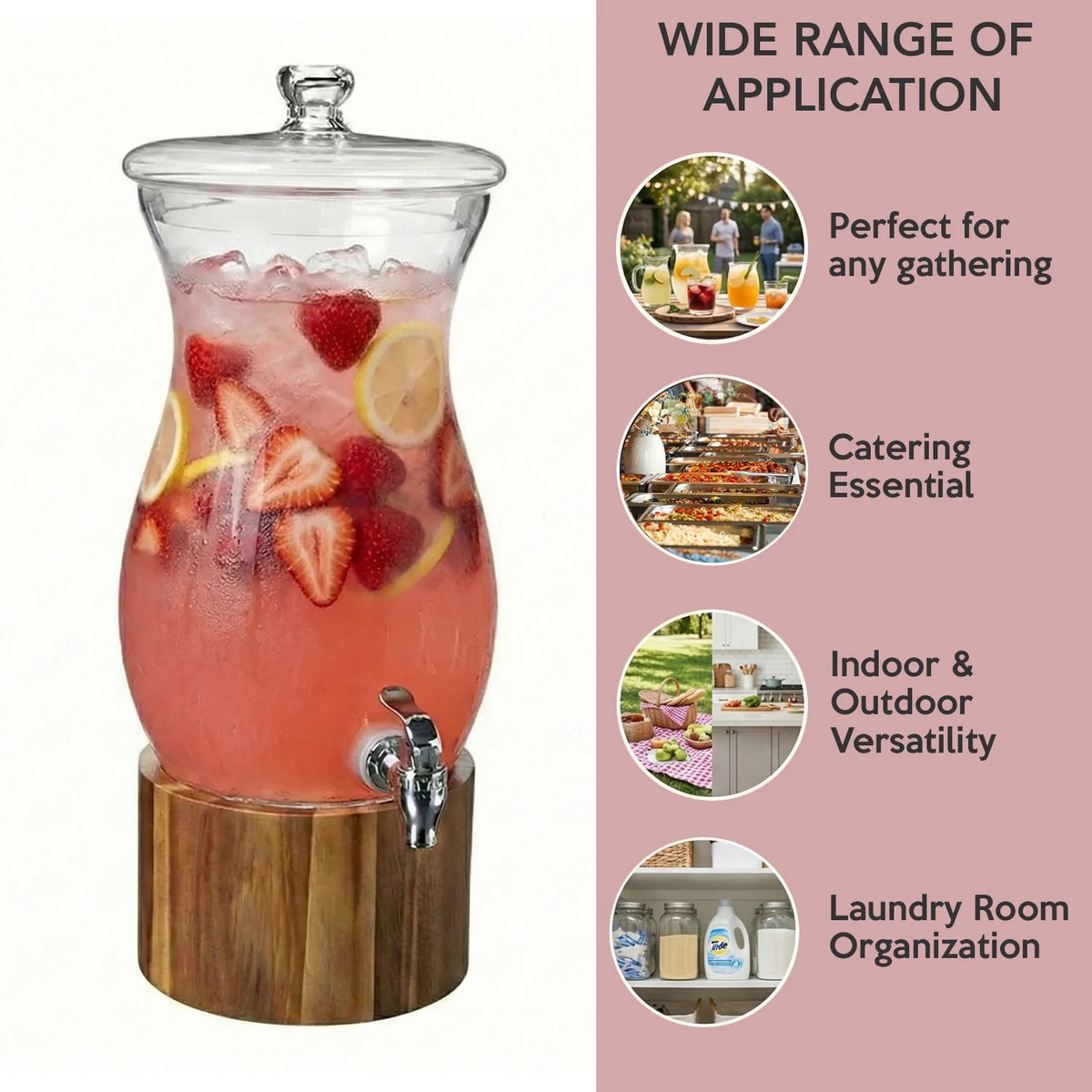 American Atelier Madera Glass Beverage Dispenser, Brown - photo 4