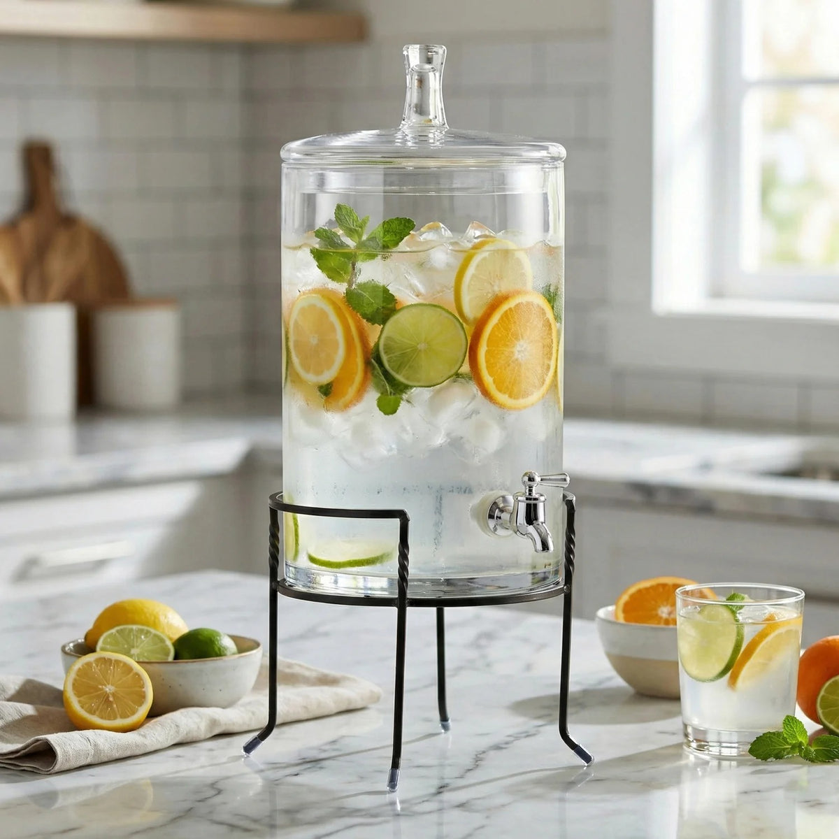 Stylesetter 210947-RB Glass Beverage Dispenser, 2.5 gal., Black - photo 3