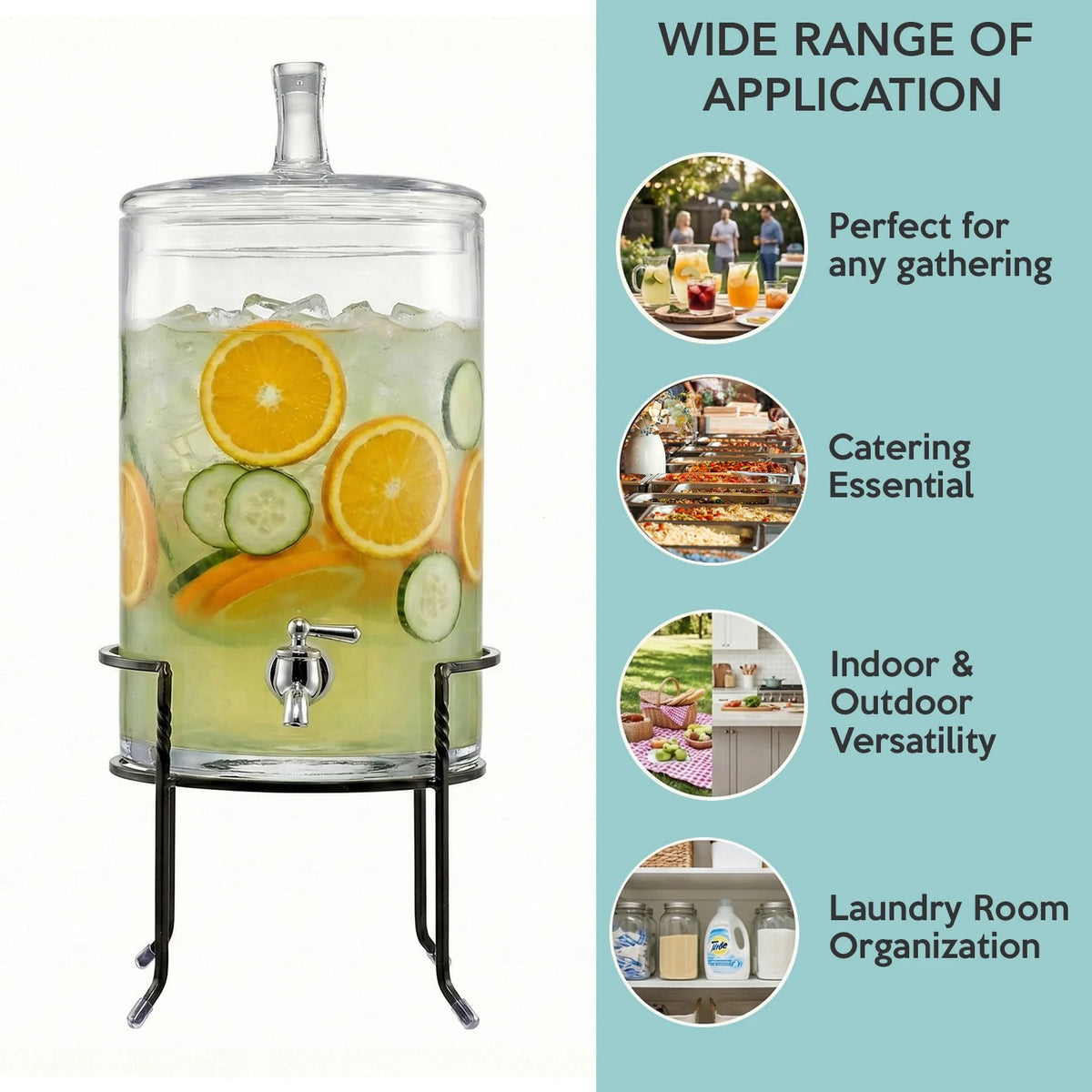 Stylesetter 210947-RB Glass Beverage Dispenser, 2.5 gal., Black - photo 5
